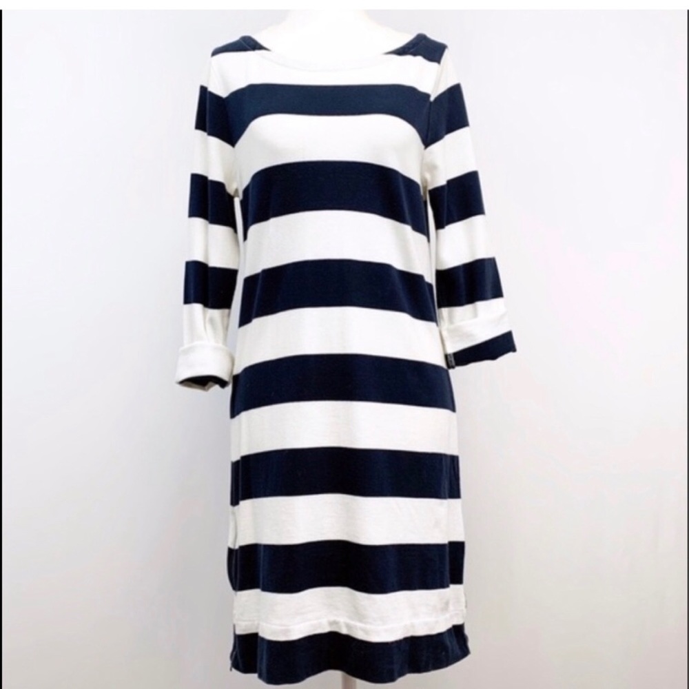 J. Crew Factory Navy/White Striped Dress